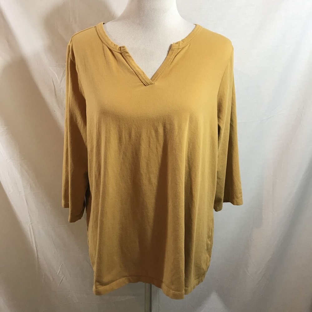 Relativity gold 3/4 sleeve V neck T - womens 2X -